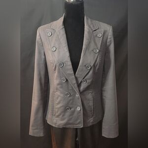 Armani Women's Double-Breasted Cotton Jacket in Grey Size M